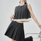 Cropped Striped Sleeveless / Box Pleat Skirt FER0315