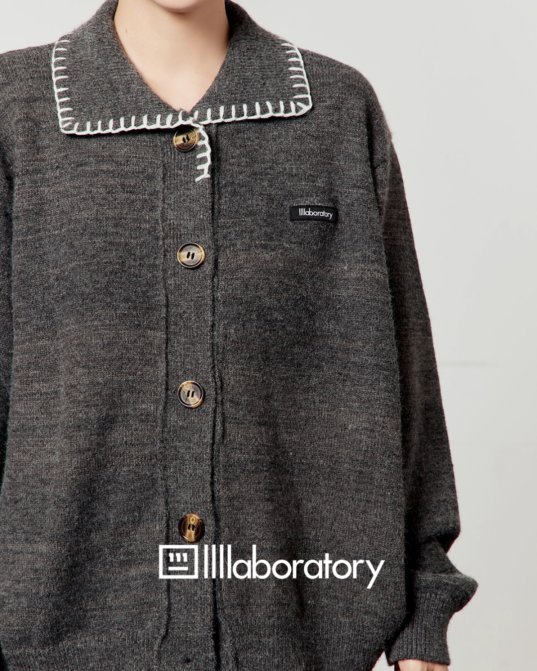 Dark Gray Knit Cardigan & Casual Shorts LLA0545