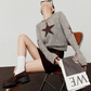Star Round Neck Knit / A-line Mini Skirt LLA0539