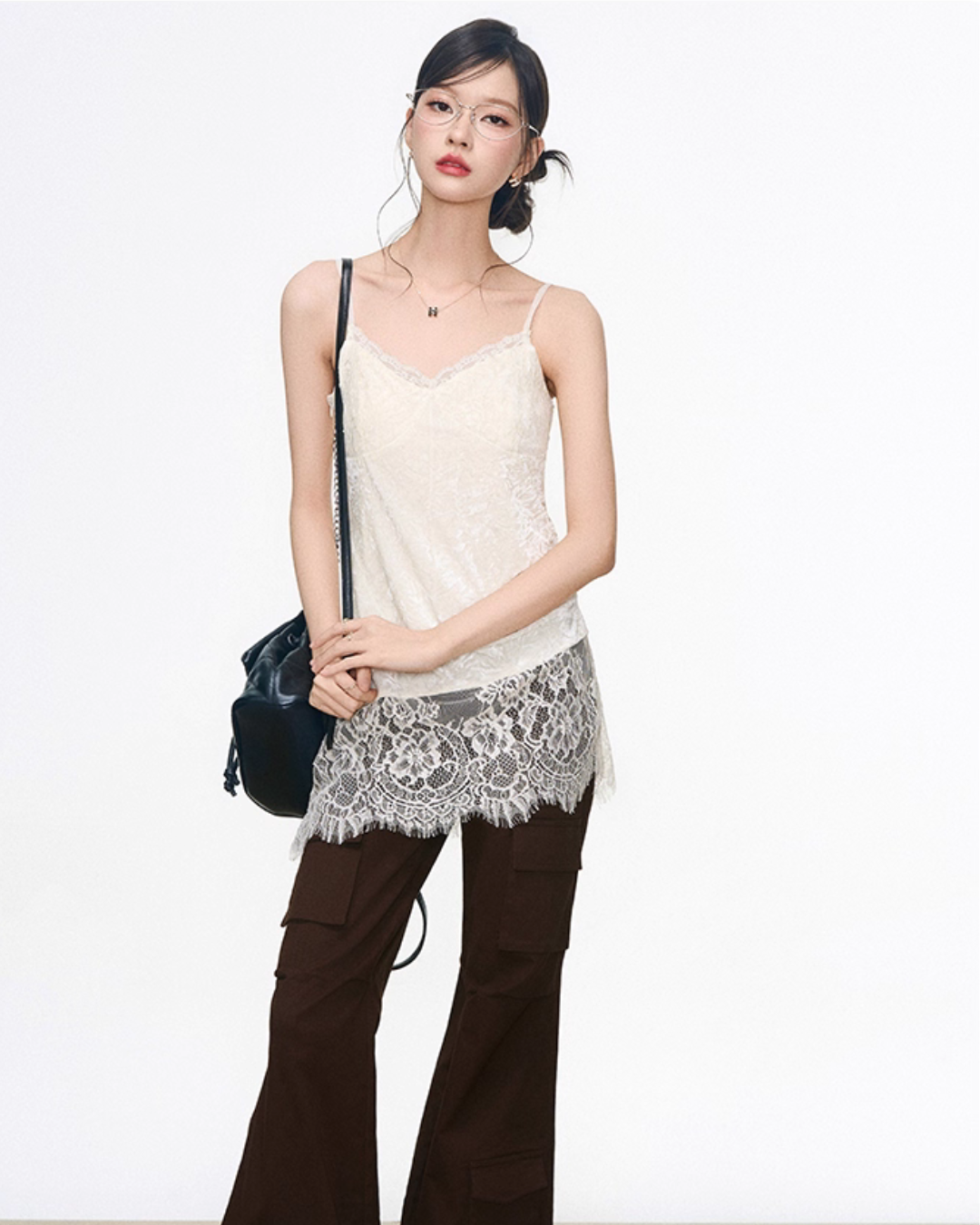 Vintage Jacket / Lace Cami Dress / Flare Pants WEO0059