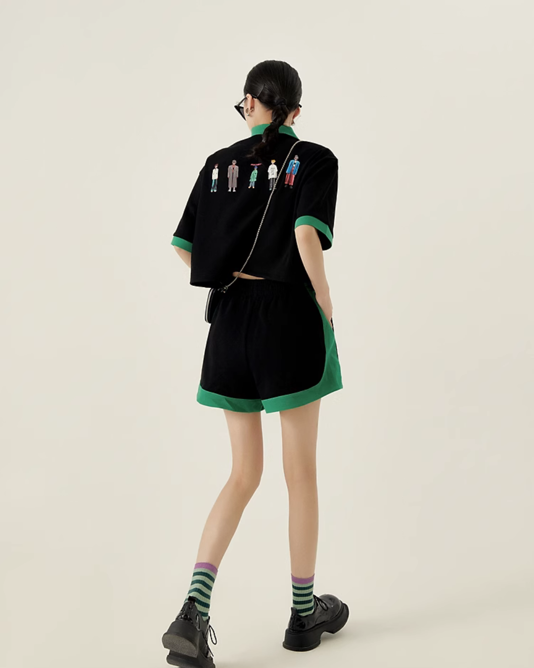 Black & Green Retro Tops / Shorts LLA0013