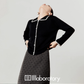 Slim Fit Knit Cardigan / Polka Dot Mini Skirt LLA0548