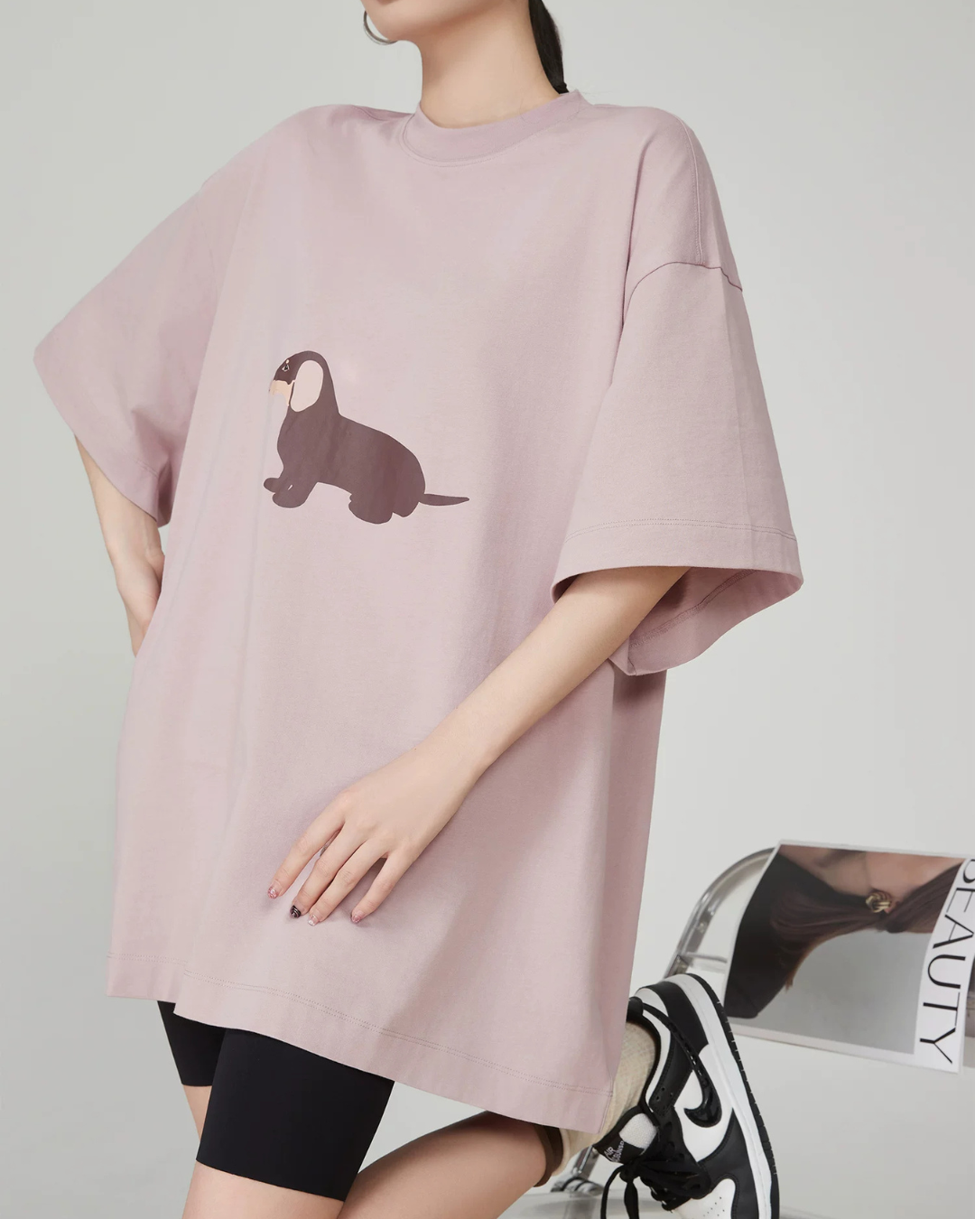 Dog Print Oversized T-Shirt FER0219