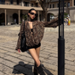 Leopard Draped Collar Chiffon Top ZRS0097