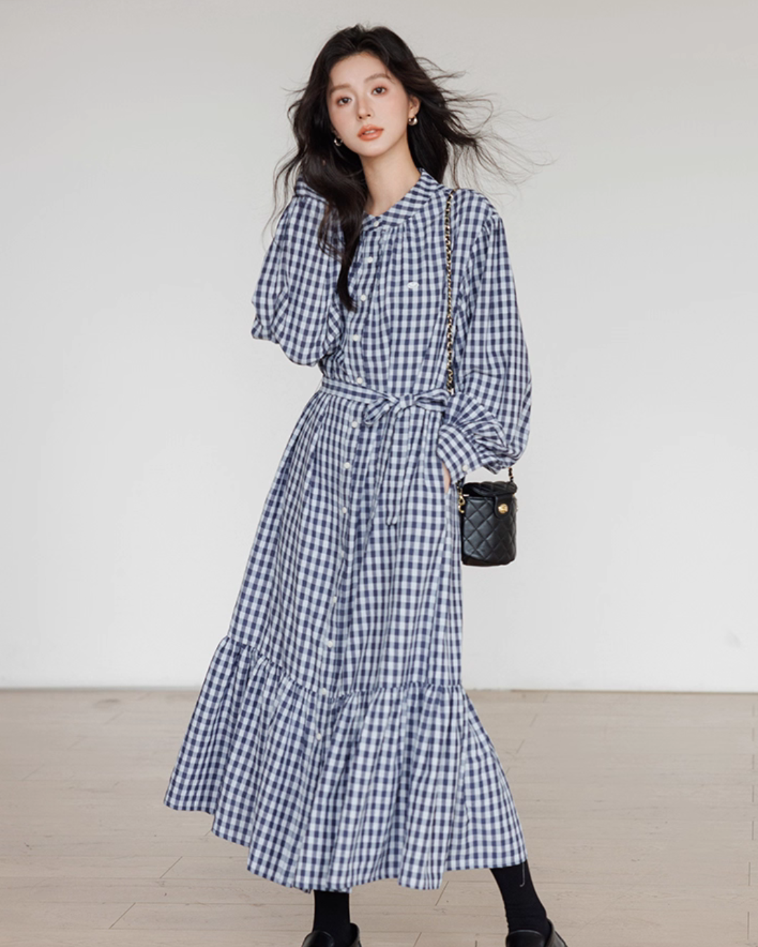 Ribbon Gingham Check Dress VAS0145