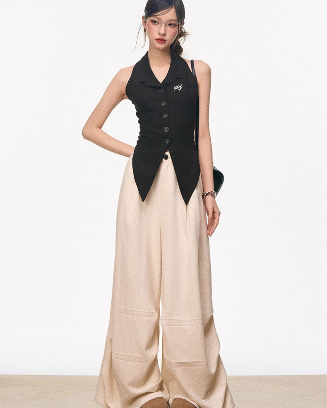 Halter Neck Slim Top / Wide Casual Pants WEO0044