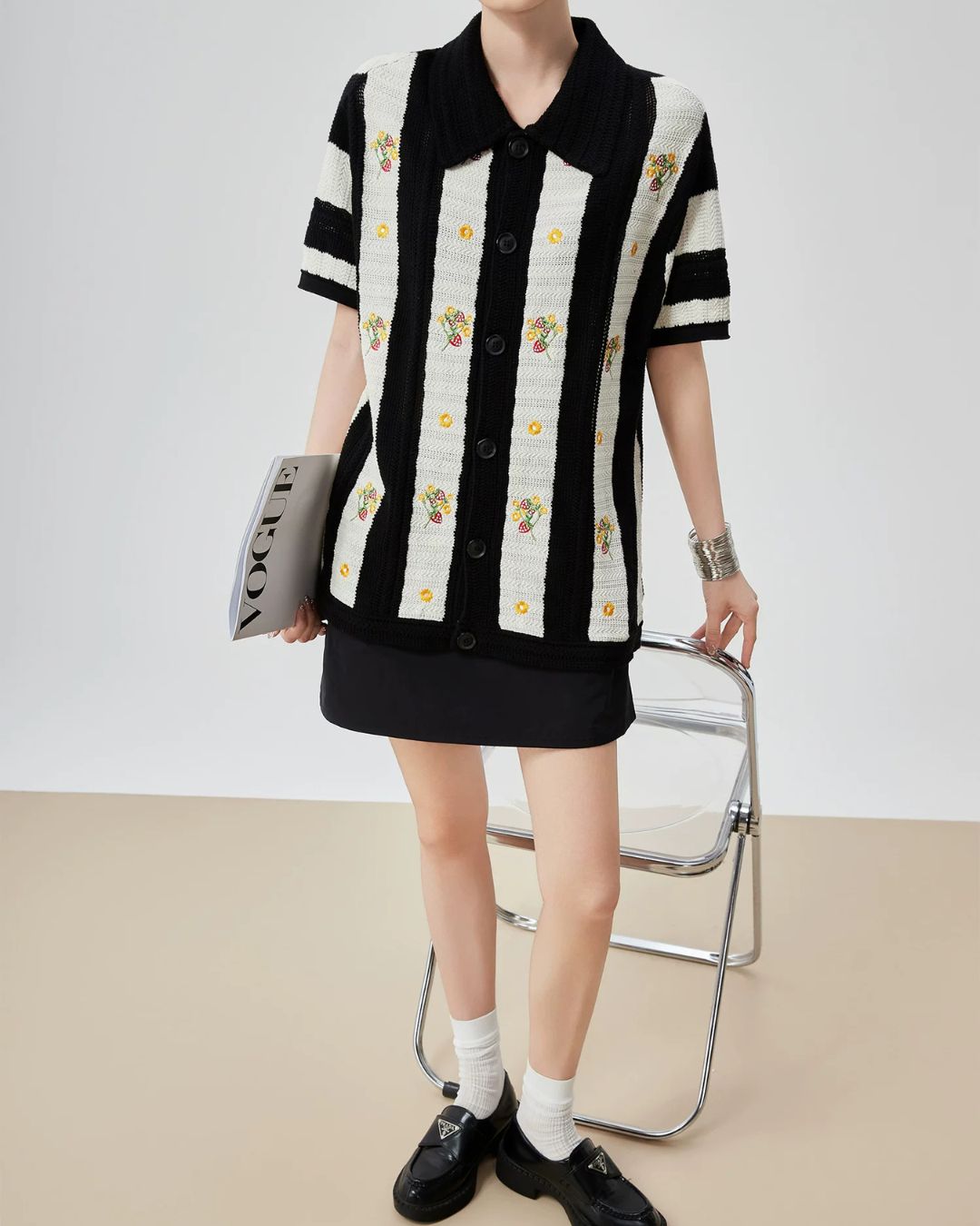 Retro Short-Sleeve Knit Shirt FER0145