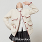 Elegant Tweed Jacket / Striped Pleated Skirt / White Long-Sleeve Shirt LLA0532