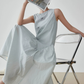 Asymmetric Drape Long Dress FER0279