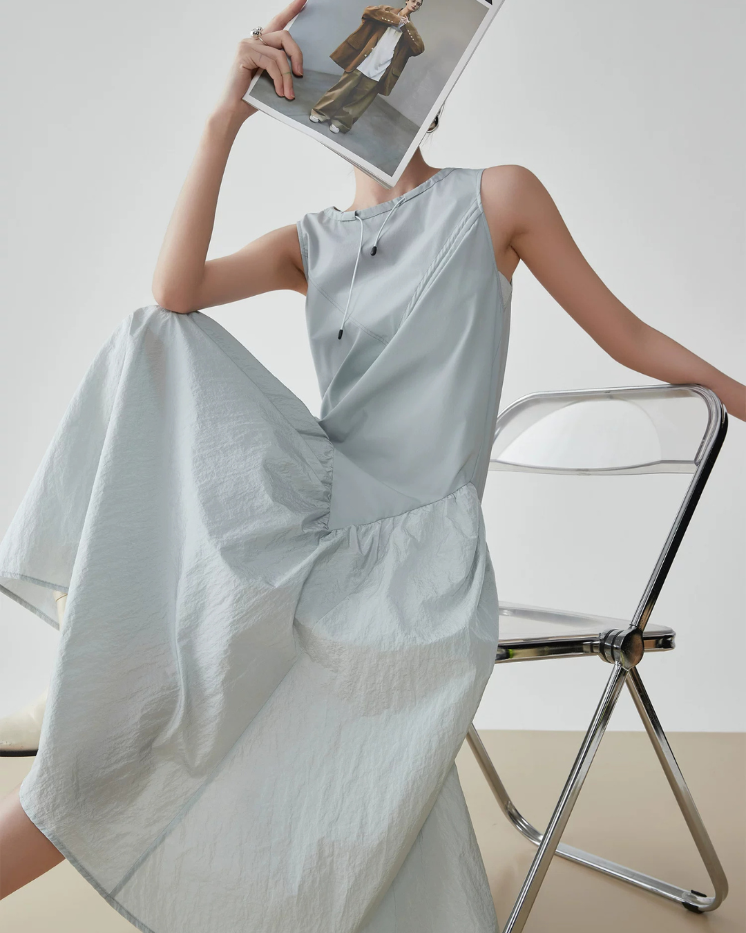 Asymmetric Drape Long Dress FER0279