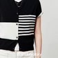 Color Block Stripe Knit / White Denim Pants LLA0496