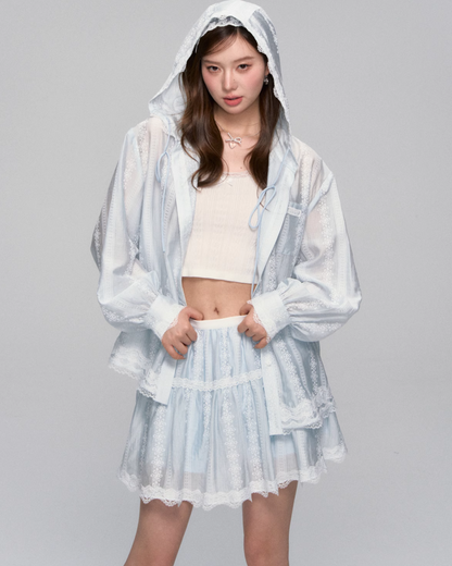 Sheer Windbreaker Jumper / Flare Skirt ASG0045