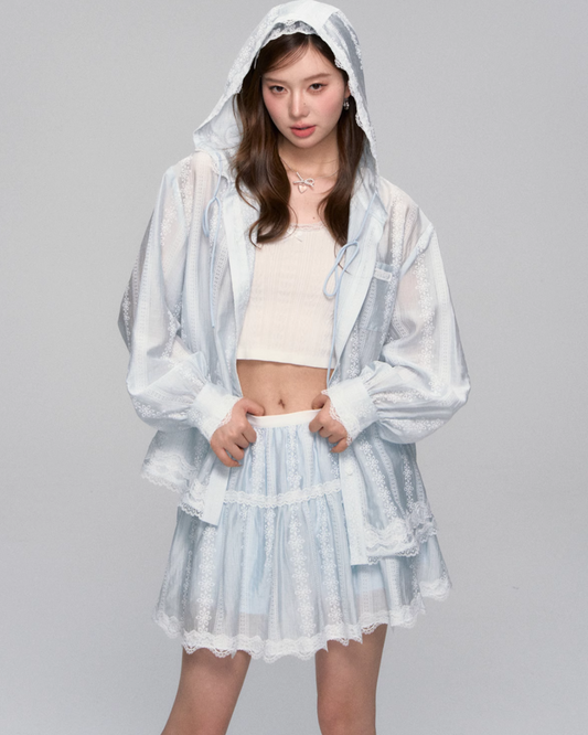 Sheer Windbreaker Jumper / Flare Skirt ASG0045