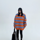 Border Shaggy Knit Tops YLS0713