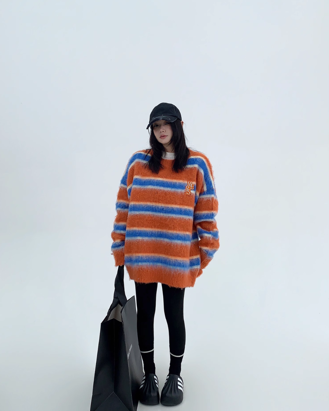 Border Shaggy Knit Tops YLS0713
