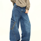 Retro Curve Wide Denim Pants WDZ0030