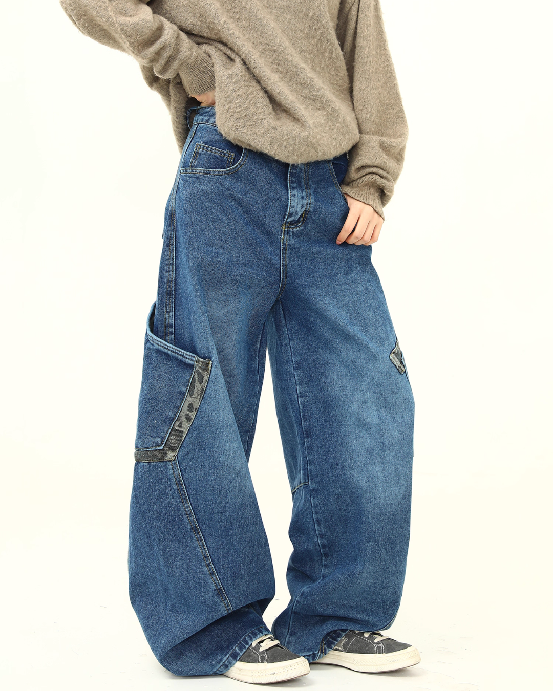 Retro Curve Wide Denim Pants WDZ0030