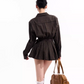 Plaid Pleated Shirt Dress TUW0006