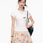 Floral Print Skirt / White T-Shirt WEO0030