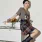 American Printed T-Shirt Check Skirt LLA0215