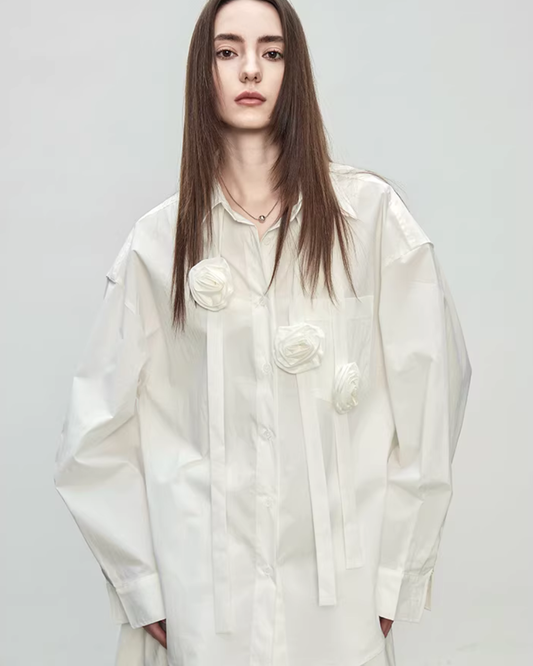 Ribbon Design Handmade Flower Shirt TEO0001