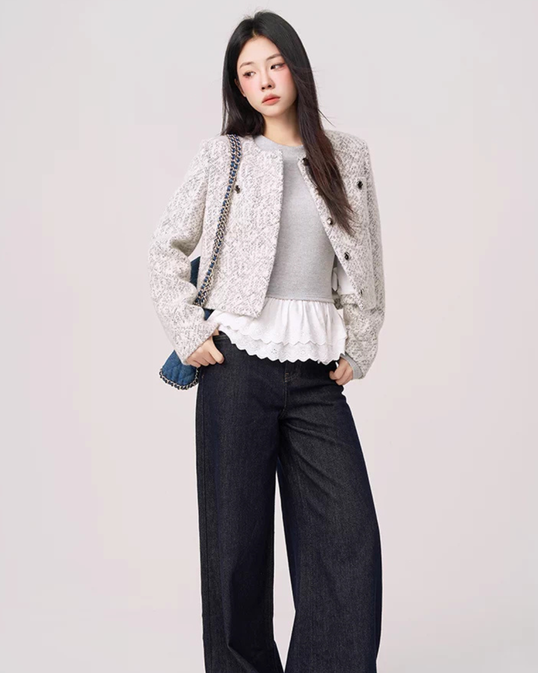 Feminine Short Tweed Jacket WDB0019