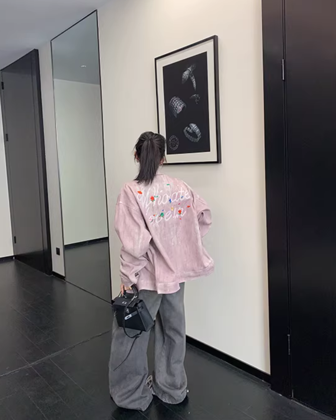 Back Logo Pink Denim Jacket YLS1026