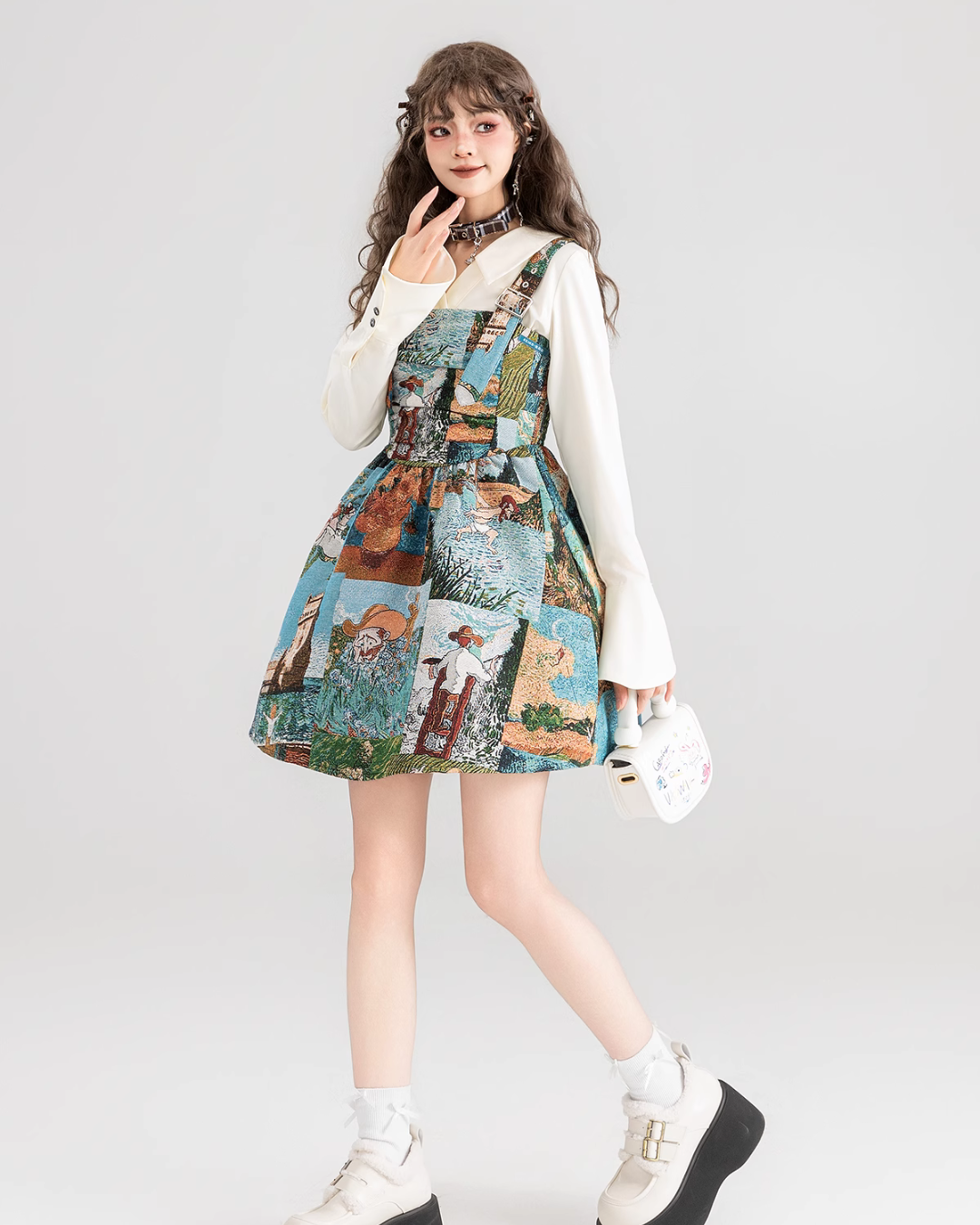 Retro Painting Flare Dress KIK0001