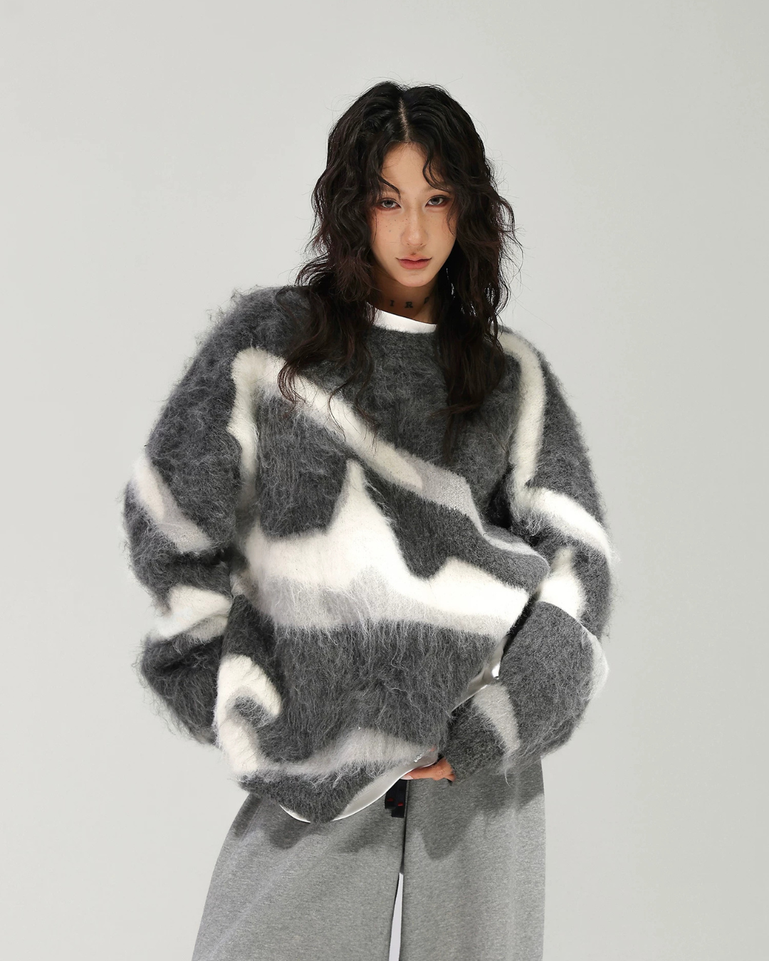 Mohair Jacquard Knit Sweater ACS0387