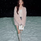 Collarless Fur Coat/Mini Skirt OLD0003