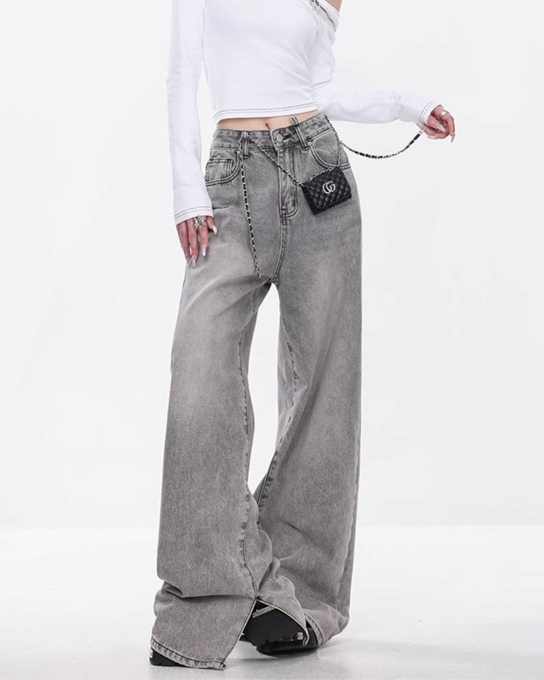 Slit Wide Denim Pants ABW0016