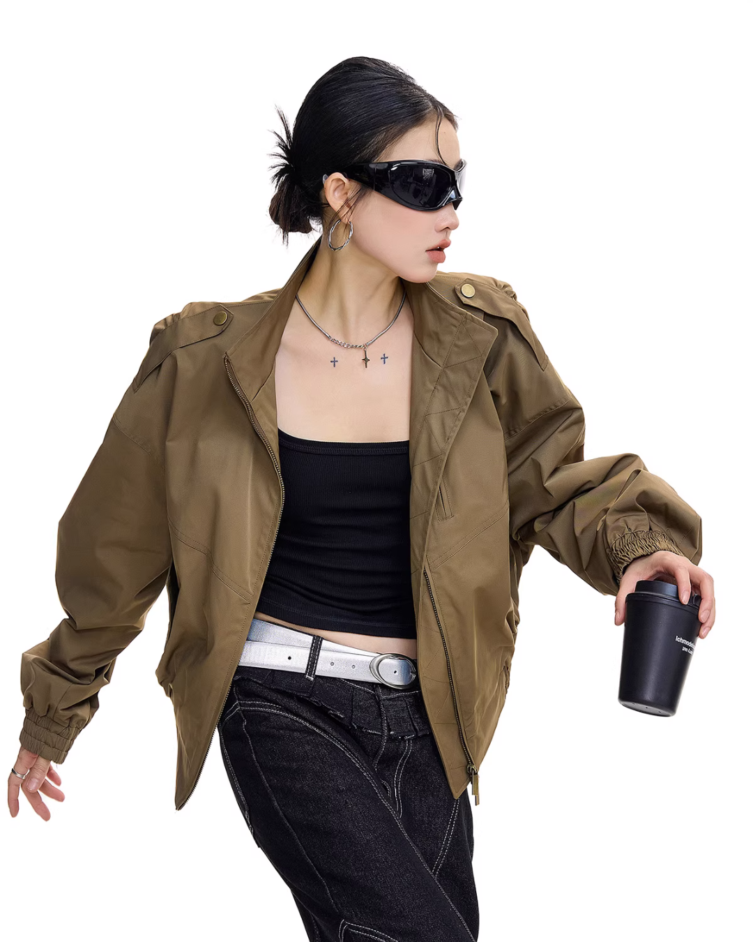 Stand Collar Cropped Jacket ICM0087