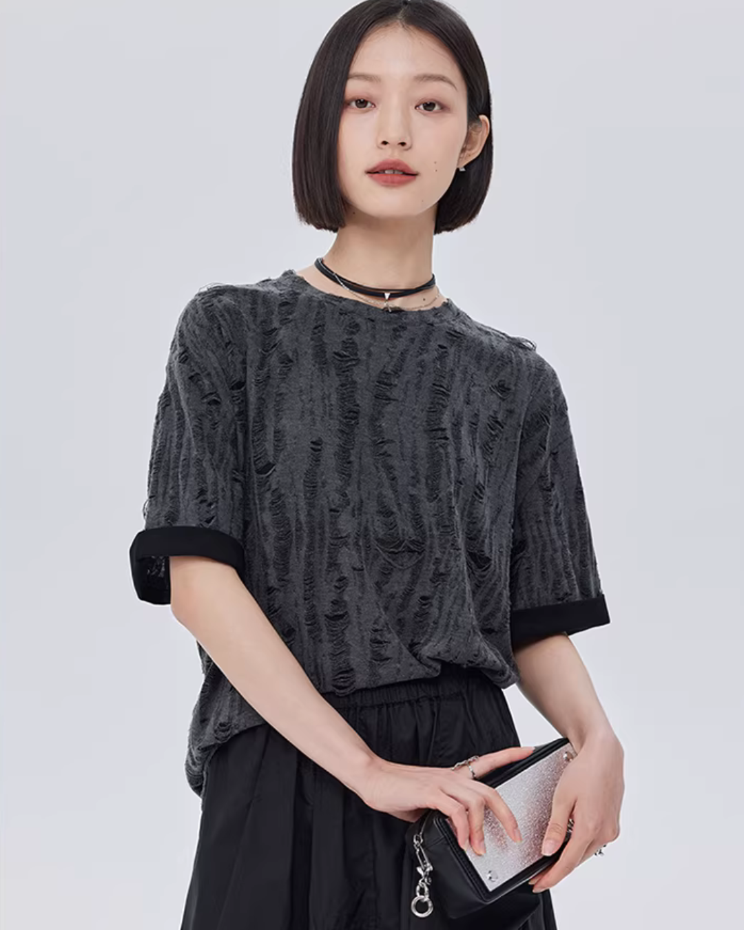 Irregular Damage Short-Sleeve T-Shirt SHN0041