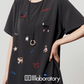 Dark Gray Animal Embroidery Dress LLA0487