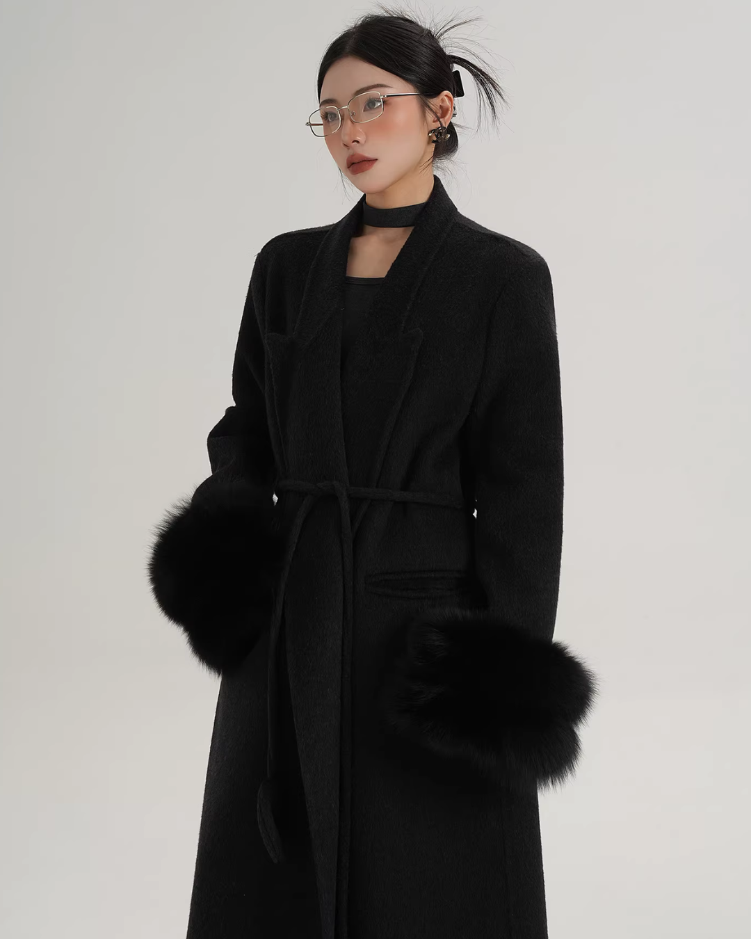 Fur Cuff Long Coat SRS0403
