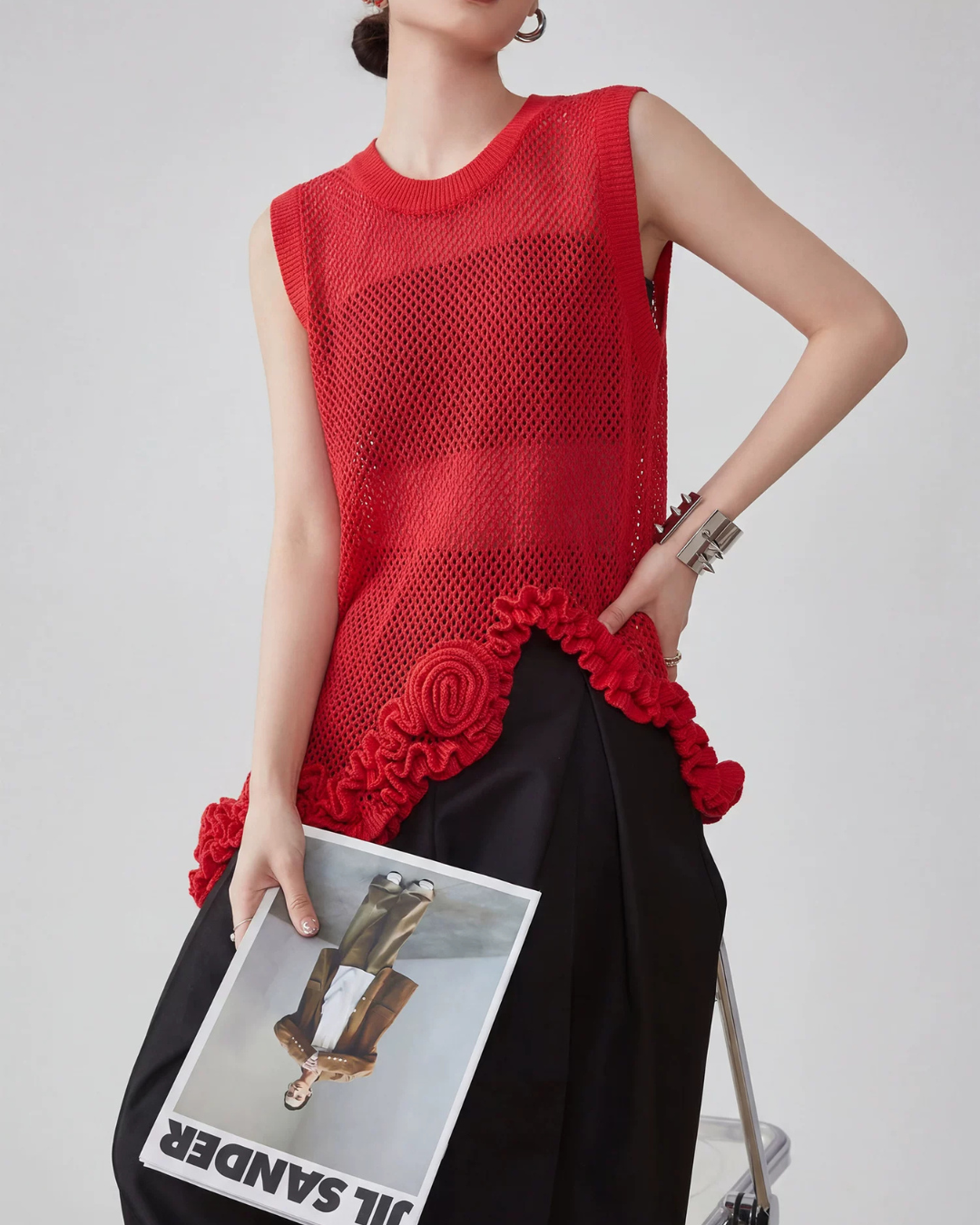 Corsage Lace Knit Vest FER0220
