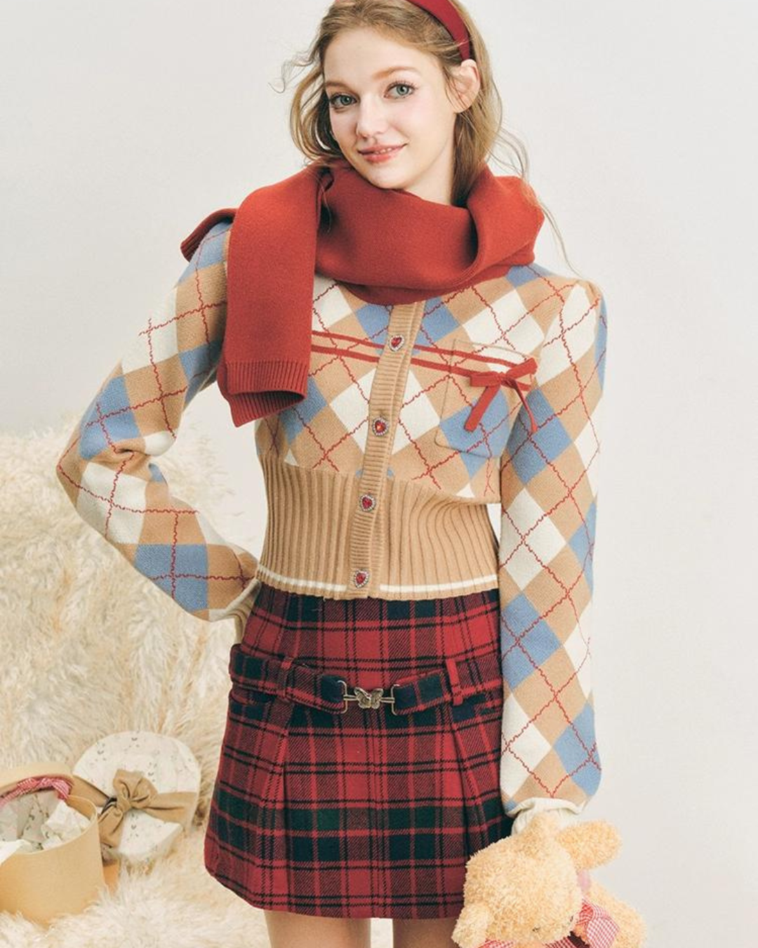 Wool Check Tweed Skirt GOU0127