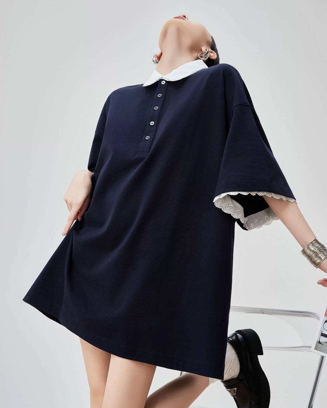 Two-Tone Polo Shirt Dress FER0226