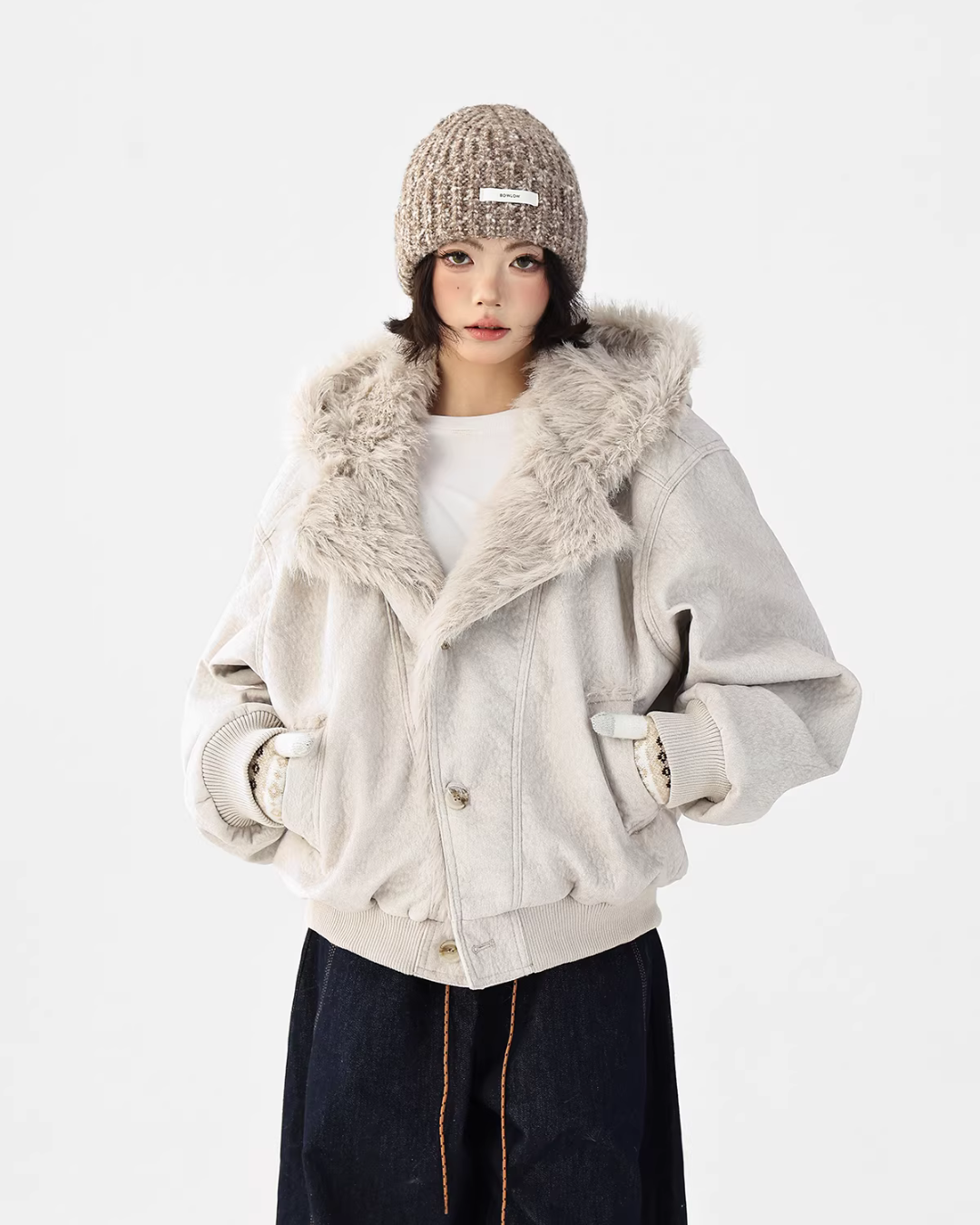 Fur Collar Patchwork Jacket ACS0348