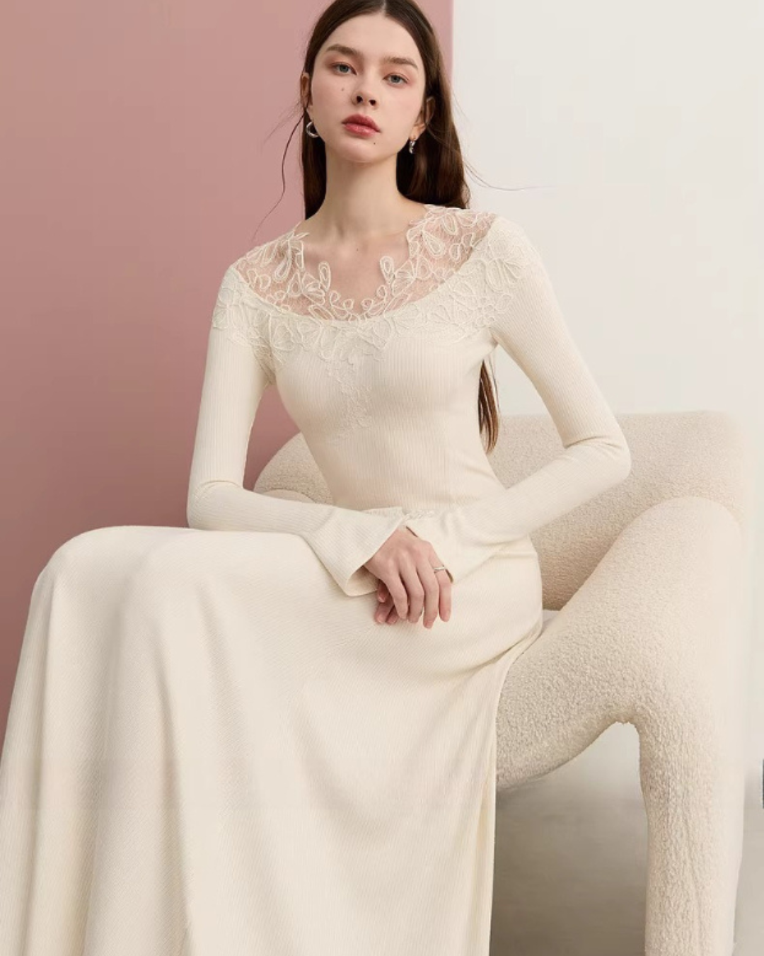 Lace French Long-Sleeve Dress DPY0080