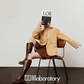 Boa Collar Jacket/Brown Pleated Skirt LLA0555
