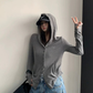 Snap Button Hooded Cardigan YLS1039