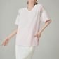 V-Neck Lace Splice Short Sleeve Top FER0158