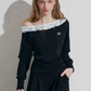 Frill Off-Shoulder Sweat Top / Wide Sweat Pants NEP0001