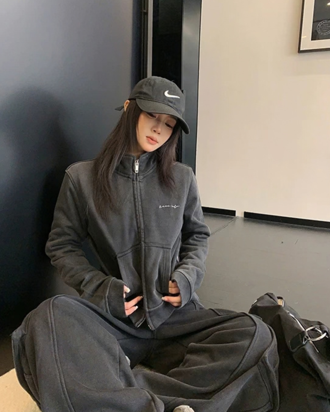 Vintage Double Zipper Jacket / Cargo Track Pants YLS1054