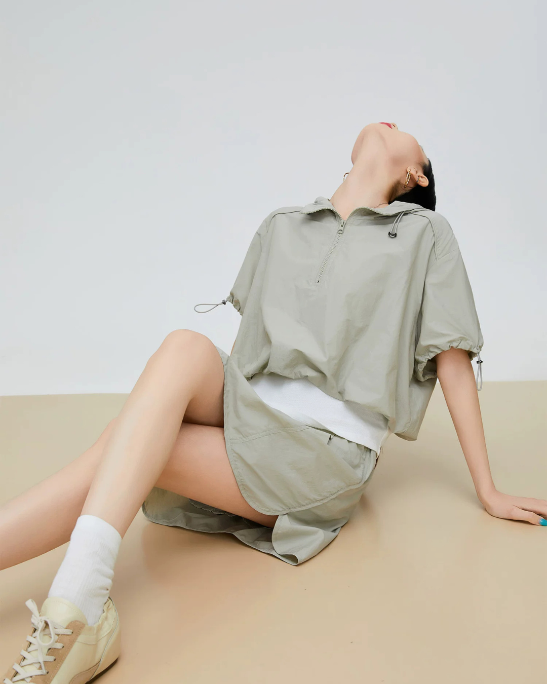 Nylon Half-Zip Short-Sleeve / Mini Skirt FER0231