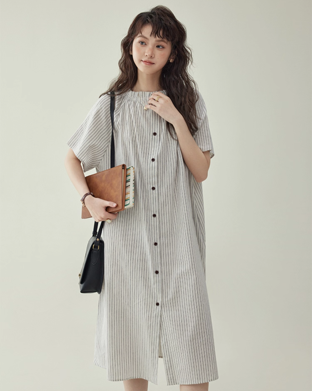 French Striped Shirt Dress  AMU0038