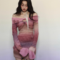 Off Shoulder Gradient Tight Dress LAS0026