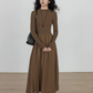 Mock Neck Top Docking Flare Skirt VAS0183