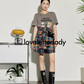 American Printed T-Shirt Check Skirt LLA0215